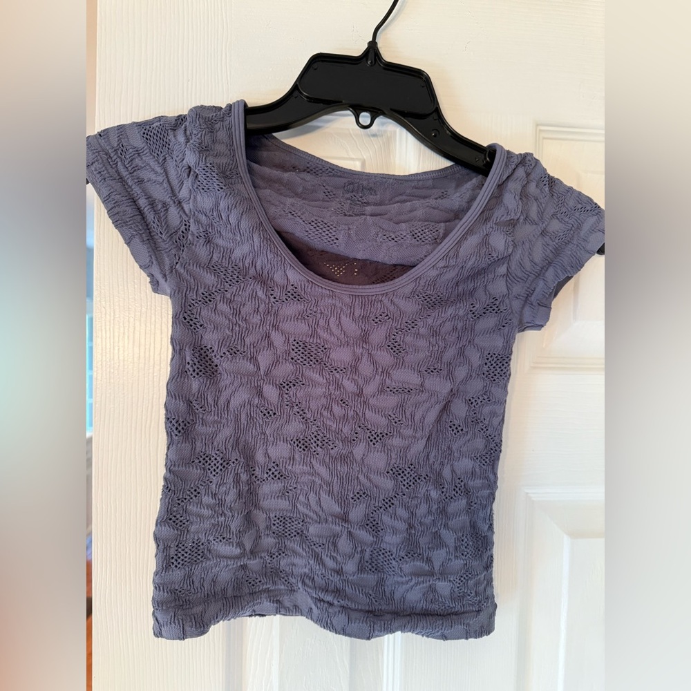 Tilly's Purple and Gray Cap Sleeve Crop Top